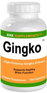 180 Capsules Ginko Gingko Biloba Healthy Brain KRK Supplements