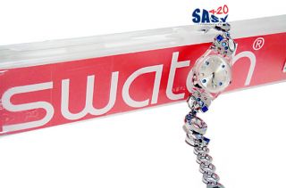 Swatch LK320G menthol tone blue silver stainless steel strap silver