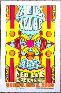 Neil Young Neville Brothers Jay Michael Concert Poster