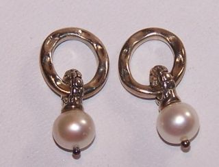 Michael Dawkins Sterling Hammered and Snakeskin Pearl Earring Charms