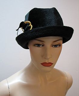Vintage Ladies Black 21 Hat Rene Michael Italy 1137