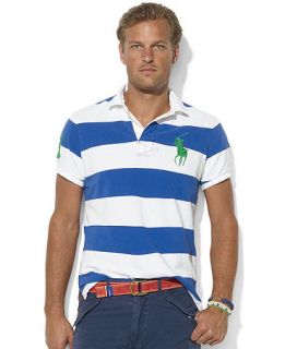 Polo Ralph Lauren Shirt, Classic Fit Mesh Striped Rugby Shirt   Mens