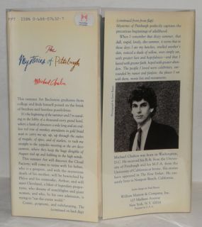 Michael Chabon The Mysteries of Pittsburgh HCDJ 1st 1st Authors First