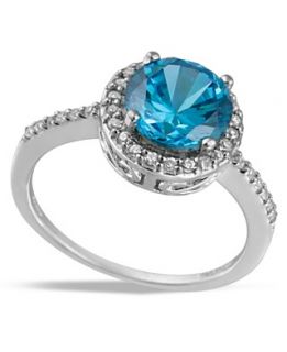 Brilliant Sterling Silver Ring, London Blue Cubic Zirconia Ring (5