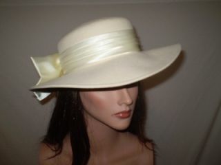 Vtg Michael Howard Miss Bierner Wool Felt Cream Hat
