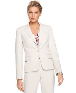 Calvin Klein Jacket, V Neck Long Sleeve Buttoned Pocket Fitted Blazer