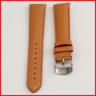 Michele Peach Orange Patent Leather Watch Strap Band Silver Buckle