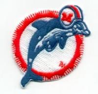 Miami Dolphins large 3 & 3/8 inch Logo Embroidered Patch   Warehoused