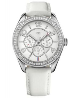 Tommy Hilfiger Watch, Womens White Quilted Silicone Strap 45x32mm