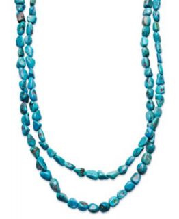 Avalonia Road Sterling Silver Necklace, Turquoise Long Strand Necklace