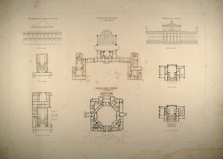 1841 Engraving Tauride Palace Mikhailovsky Architecture Original