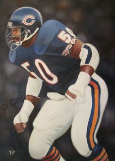 Mike Singletary Chicago Bears Original NFL Poster Oil Art Painting on