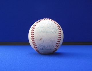 1967 NL ALL STAR TEAM SIGNED BASEBALL   CLEMENTE AARON MAYS ROSE BANKS
