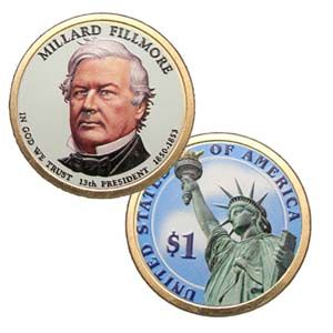 2010 P Millard Fillmore Colorized B U Dollar Coin