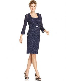 Alex Evenings Petite Dress and Jacket, Sleeveless Sequin Lace