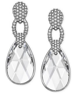 Swarovski Earrings, Rhodium Plated Crystal Pave Selma Drop Earrings