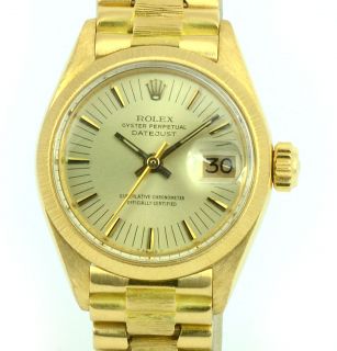 Rolex Ladies President 18K Gold Vintage Bark Bracelet 6927