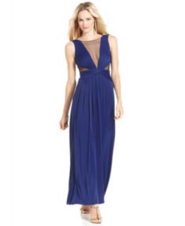 BCBGMAXAZRIA Dress, Sleeveless Pleated Cutout Gown