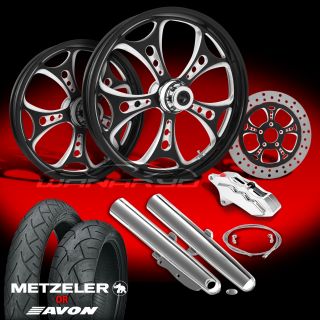Eclipse 21 Wheels, Tires & Single Disk Kit for 2009 13 Harley Touring