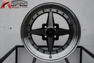 15x7 Rota Zero Plus 4x100 35 Full Royal Black Wheel Fits Civic Integra