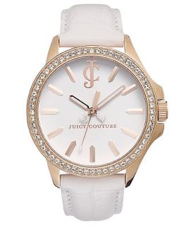 Juicy Couture Watch, Womens Jetsetter White Embossed Leather Strap