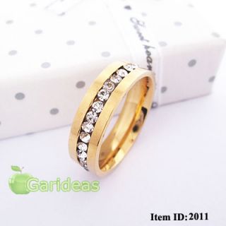 Mens Gold Stainless Steel Diamond Ring Item ID 2011 US Size 6 7 8 9