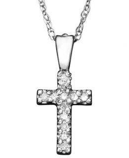 Childrens 14k White Gold Pendant, Diamond Accent Cross