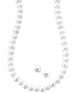 Sterling Silver Necklace and Earrings Set, Cultured Freshwater Pearl