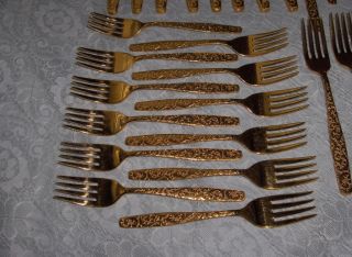37P Set Gold Electroplate Flatware American Heritage Is