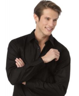 BOSS Black Dress Shirt, Textured Rib Tuxedo Long Sleeve Shirt   Mens