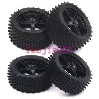 RC 110 Off Road Buggy Front &Rear Rubber Tyre Tire Wheel Rim black