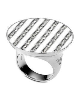 Emporio Armani Ring, Stainless Steel and Crystal Stripe EGS1340
