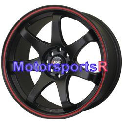 XXR 522 Flat Black Red Stripe Rims Wheels Concave Stance 4x100 +25 ET
