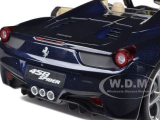 2012 2013 Ferrari 458 Italia Spider Dark Blue Metallic 1 18 by