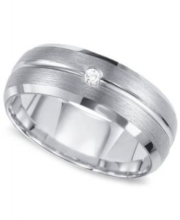Triton Mens Tungsten Carbide Ring, Diamond Accent Wedding Band