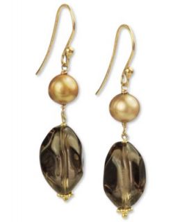 18k Gold Over Sterling Silver Earrings, Bronze Cultured Freshwater