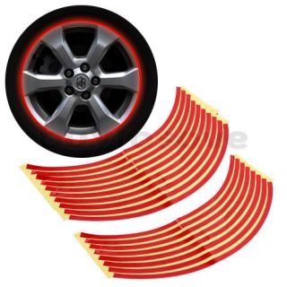 Set 10mm Red Car Wheel Rim Reflective Tape Stripe Decal Sticker