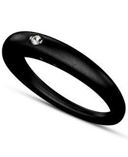 DUEPUNTI Silver and Silicone Ring, Diamond Accent Black Ring   Rings