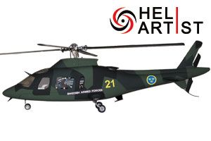 HeliArtist A109 Fuselage with Retract System Army Align Trex 450 Esky
