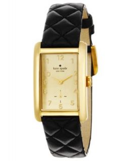 kate spade new york Watch, Womens Cooper Grand Black Quilted Leather