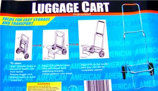 Chrome Folding Luggage Cart Hand Dolly 5 3 4 Wheels