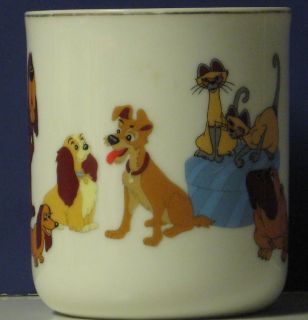 Lady and The Tramp Coffee Mug 1970s Vintage Disneyland Disney World