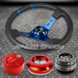 NRG Blue Steering Wheel Red Hub Gun Metal Quick Release Lock Civic EK
