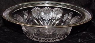 FABULOUS PAIRPOINT BUTTERFLY & DAISY PATTERN STERLING RIM BOWL **
