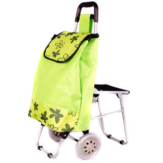 Shopping Cart / Trolley With Folding Seat   Green  Affordable Gift for