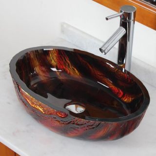 New Bathroom Molten Lava Glass Vessel Sink & Chrome Faucet Combo for