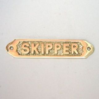 Skipper Solid Brass Sign Plaque Nautical Decor