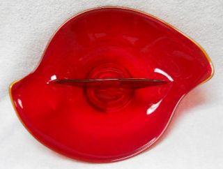 Viking New Martinsville Glass Epic Ruby Pattern Divided Relish Dish