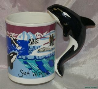 RARE Beautiful Sea World Antarctica Orca Whales Penguins Figural