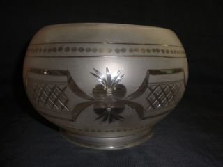 Antique Cut Satin Glass Ball Globe Gas Lamp Shade
